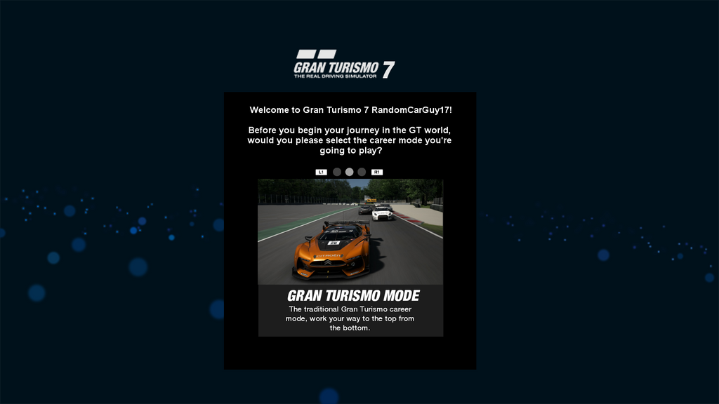 GT7 Fanmade U.I. - Career Mode Selection