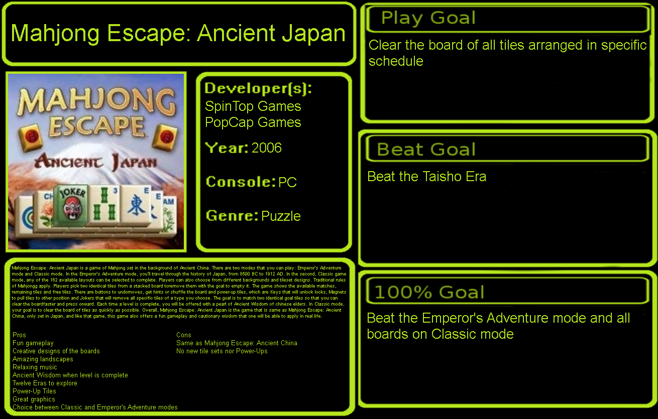 1001 Video Games: Mahjong Escape: Ancient Japan by Slangolator on DeviantArt