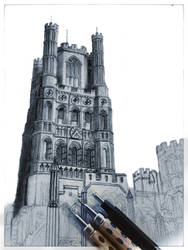 Drawing of Ely Cathedral WIP