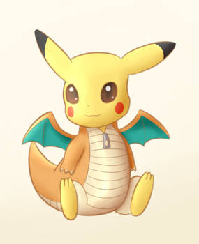 Pikachu in Dragonite costume