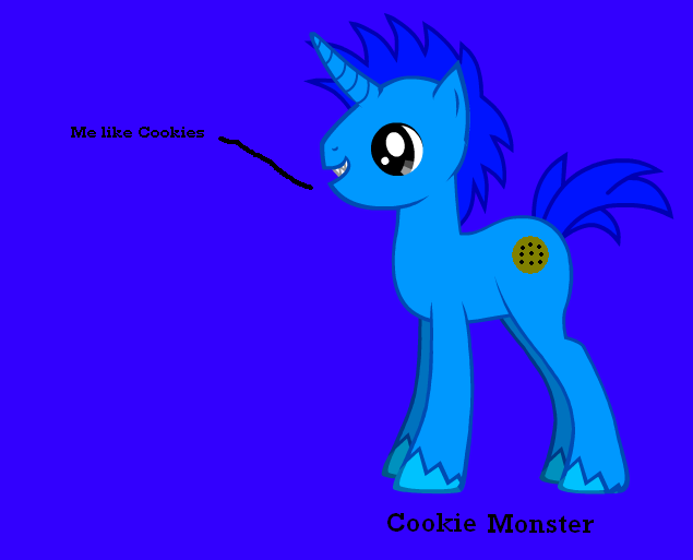 Cookie monster as a pony