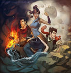 LoK: Mako, Korra and Bolin by silverteahouse