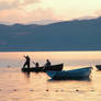 Fishing at sunset