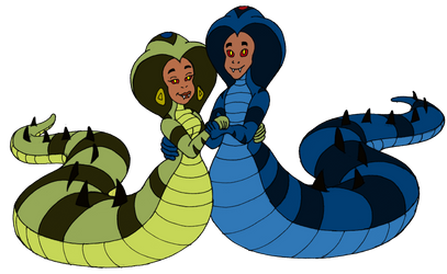 Aladdin and Jasmine as Nagas