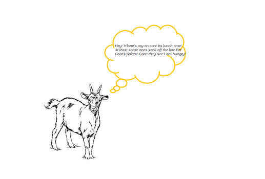 A goat thinking randomly