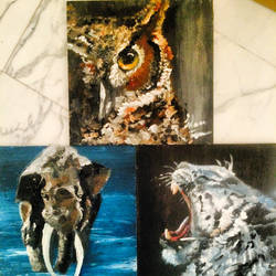 Set of 3 Animal Paintings