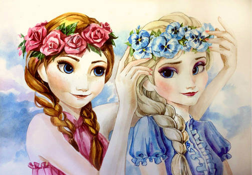 Elsa and Anna summer fun