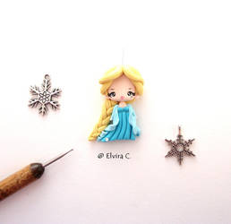 Elsa polymer clay charm