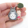Totoro and Mei necklace, polymer clay handmade