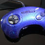 custom Sega genesis controller  with blue holo fla