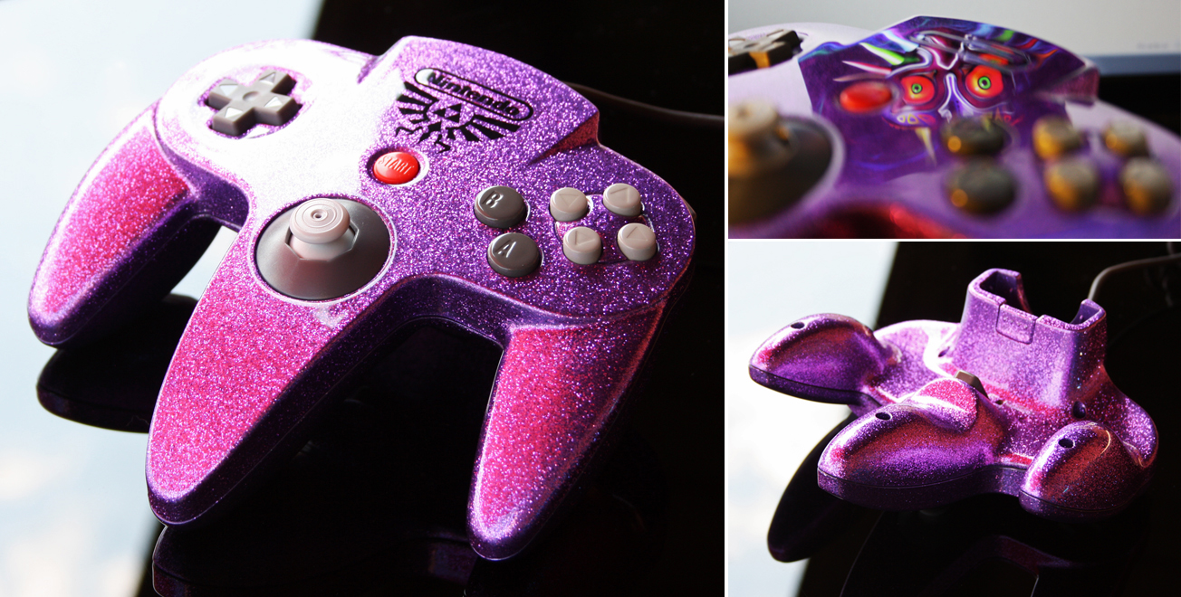 custom majoras masko purple flake N64 controll