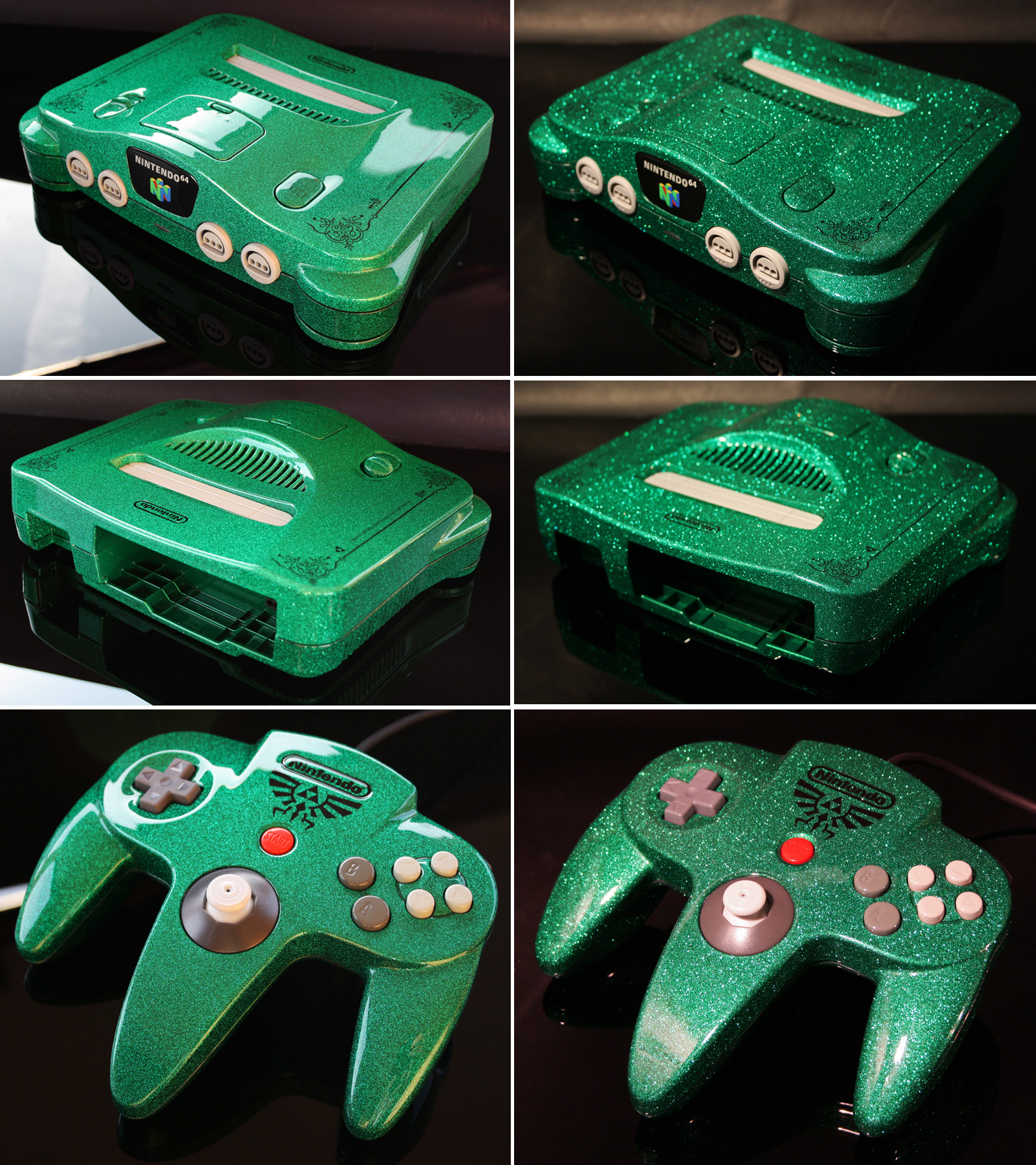 custom Zelda Nintendo 64 green flake finish