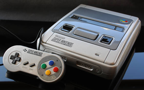 Custom metallic silver SNES with cartridge slo