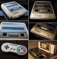 Custom metallic silver SNES with cartridge slo