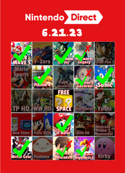 Nintendo Direct - Bingo Card (6.21.23 UPDATED)