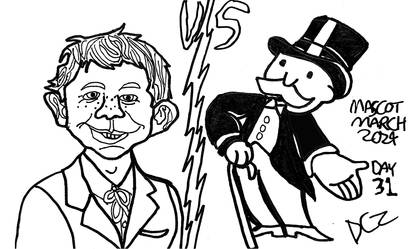 Mascot March Day 31-Alfred E Neuman vs Mr Monopoly