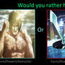 Would you rather have Eren's Titan or Kirito sword