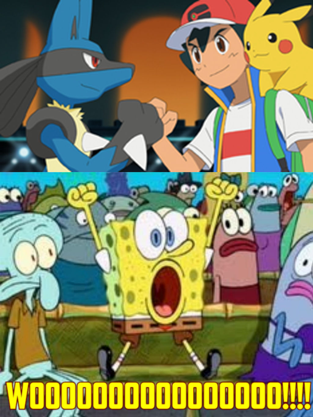 Ash S Riolu SpongeBob Cheers at Ash's Riolu's Evolution by TheTrainMrMenPonyFan on ...