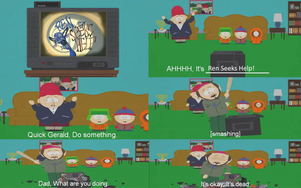 Gerald Smashes Ren Seeks Help on TV by TheTrainMrMenPonyFan on DeviantArt