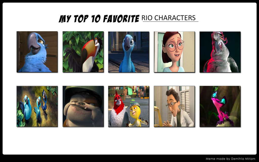 My Top 10 Favourite Rio Characters by TheTrainMrMenPonyFan on DeviantArt