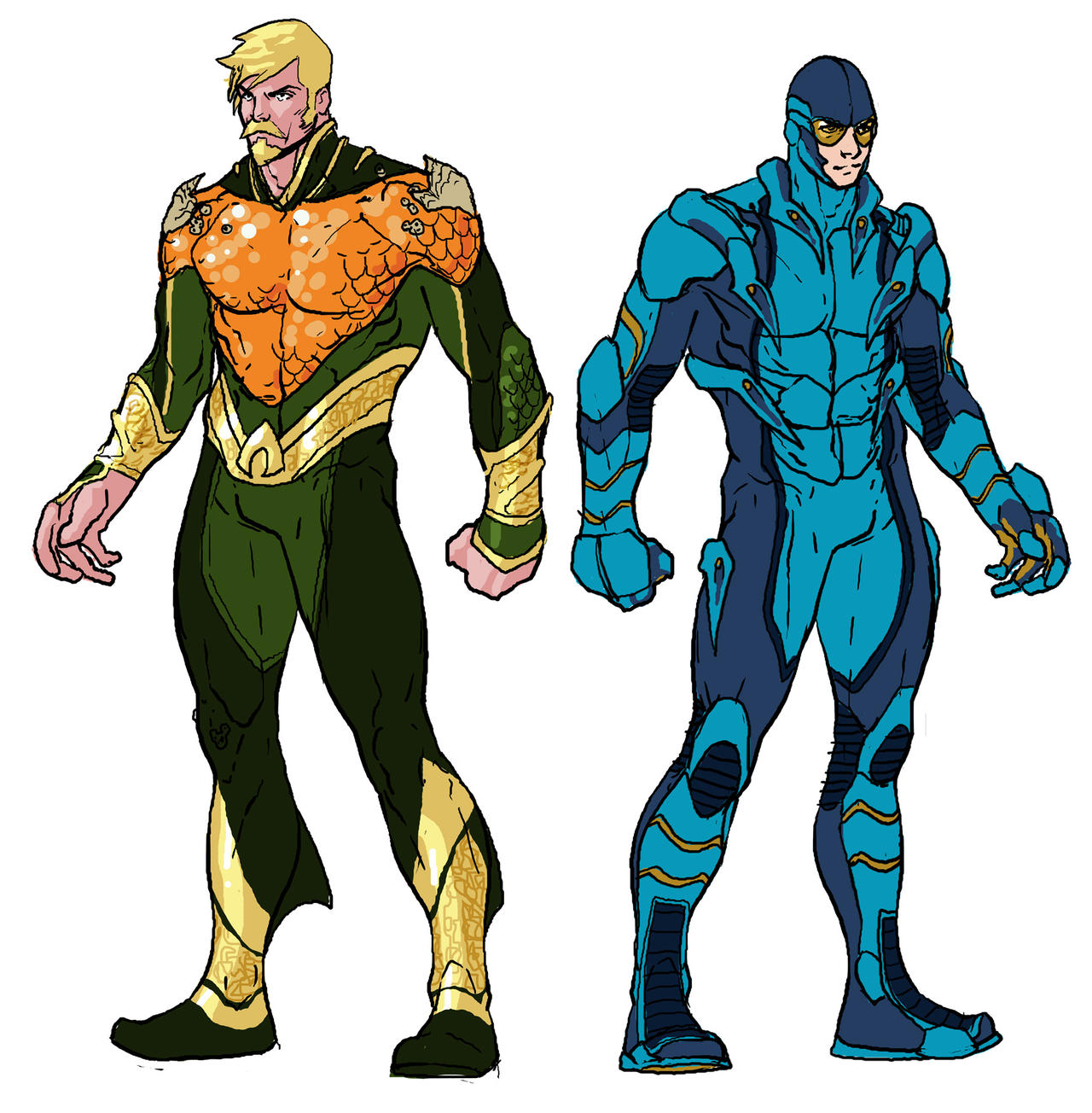 Aquaman and Blue Beeeeetle redesign