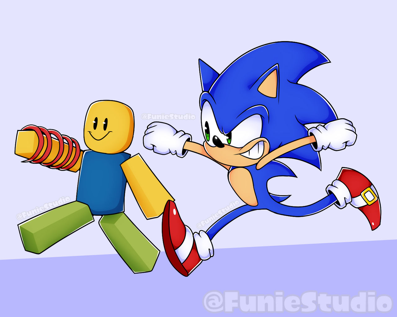 Roblox Noob and Sonic by Funie on DeviantArt