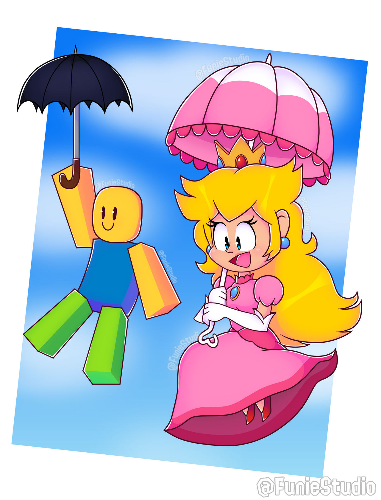 Noob and Princess Peach by Funie on DeviantArt