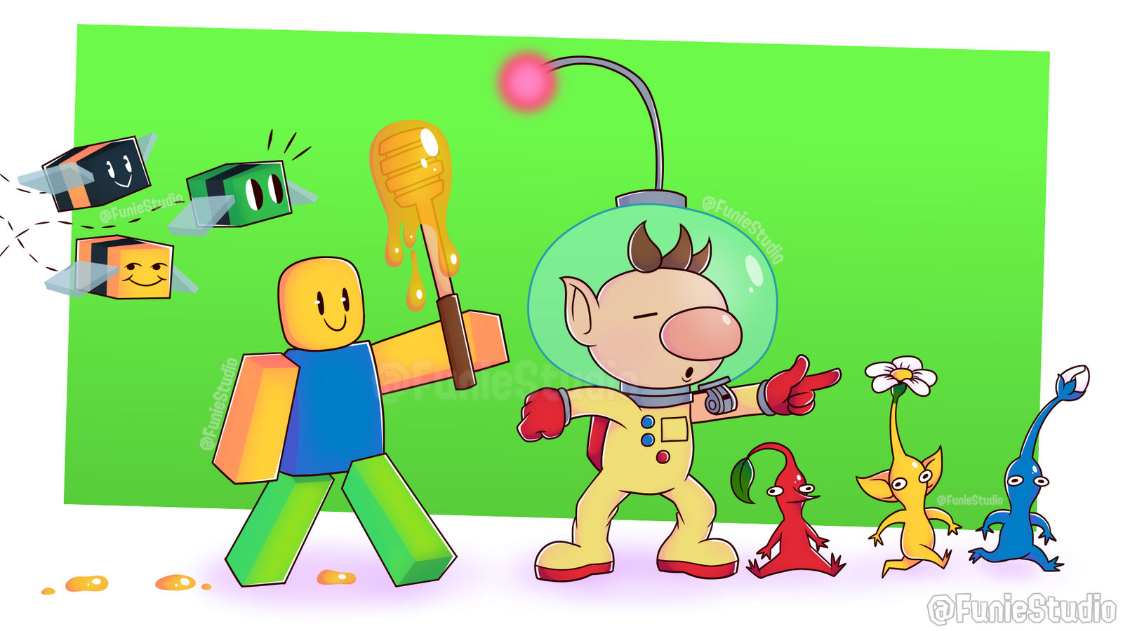 Noob and Olimar by Funie on DeviantArt