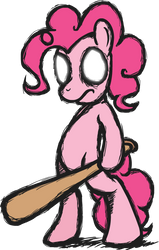 Pinkie Pie with a baseball bat