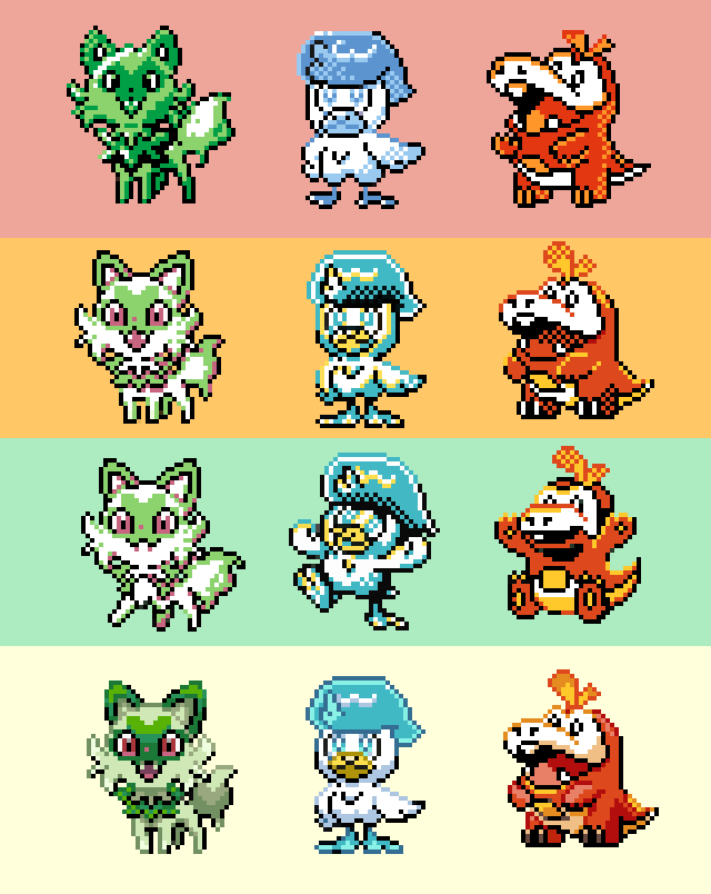 Pokemon Scarlet and Violet Starters Demake by littlealliegator on DeviantArt