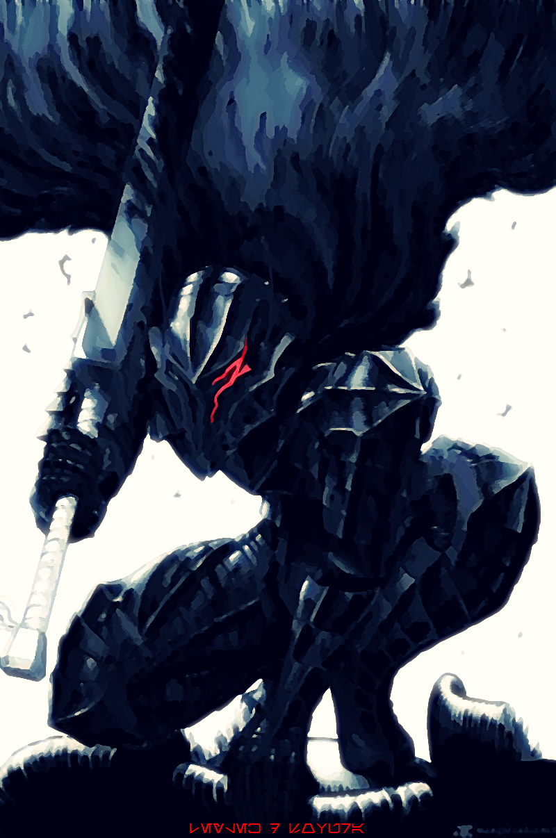 Download wallpapers Guts, artwork, red eyes, warrior, Berserk