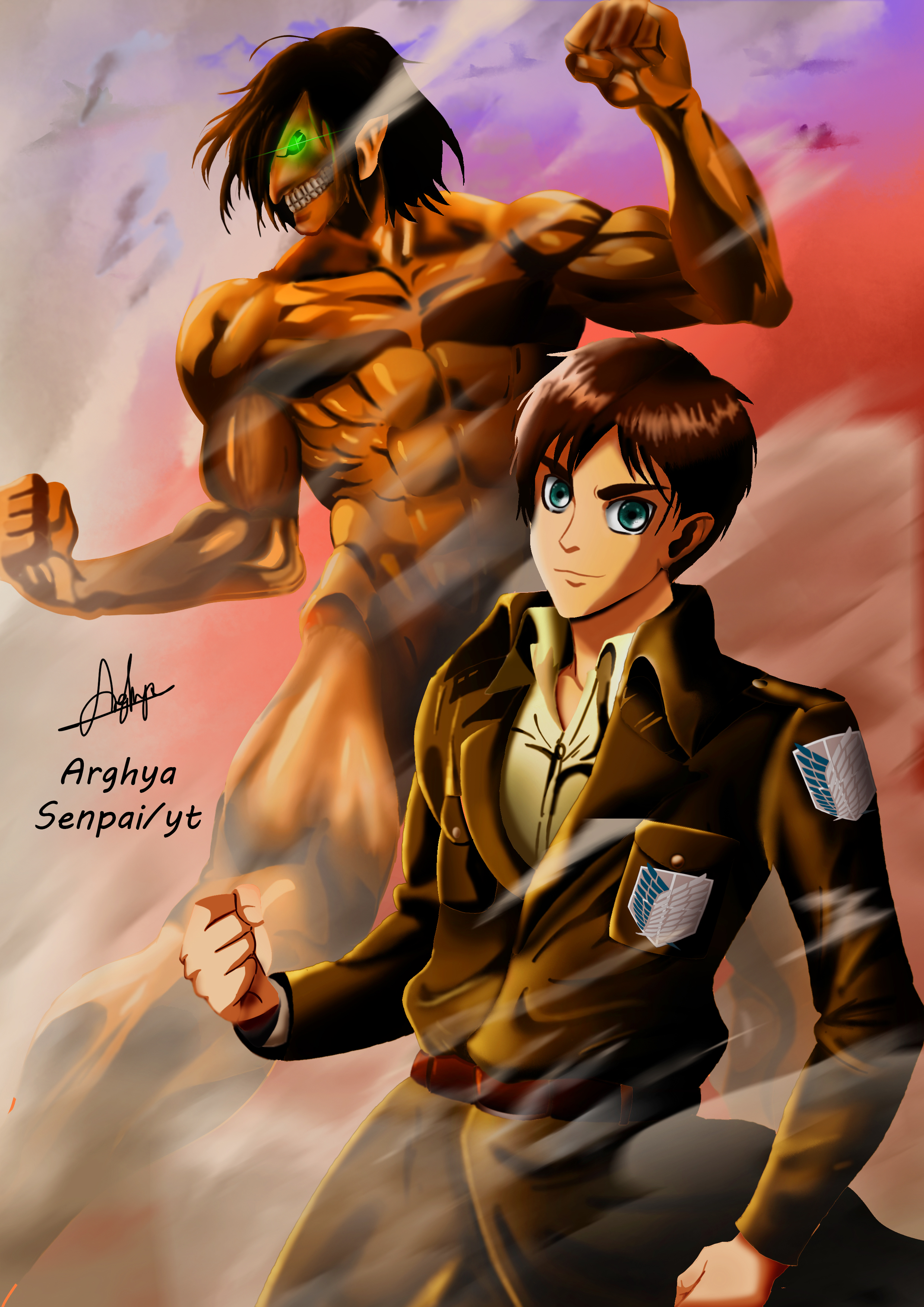 My fanart of Eren and the attack titan (digital painting)[OC] :  r/ShingekiNoKyojin