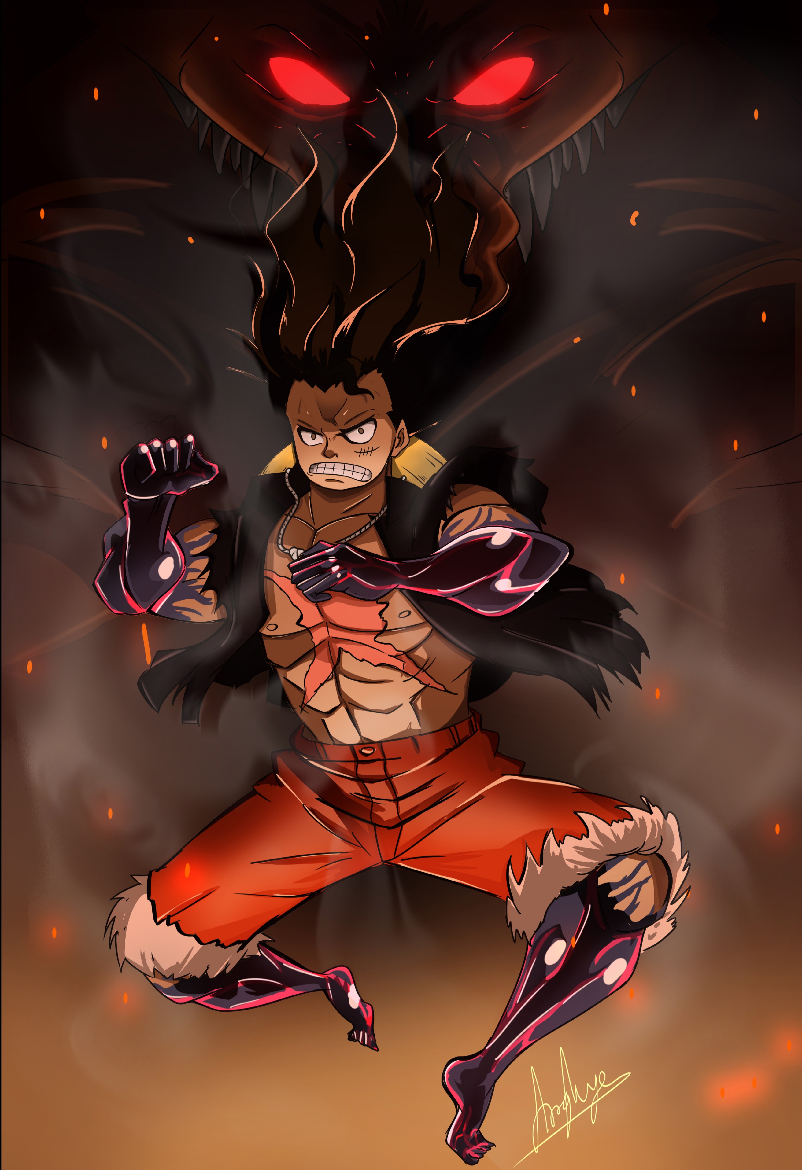 Luffy Gear 4 Snake Man Digital Art By Arghyasenpai123 On Deviantart