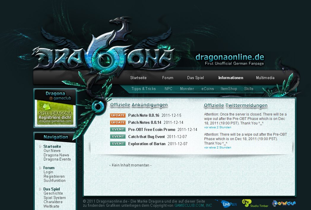 DragonaOnline.de - Webdesign