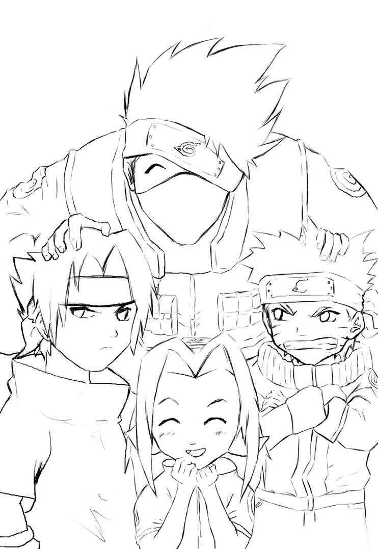 Naruto Team 7 lineart by anneleen on DeviantArt