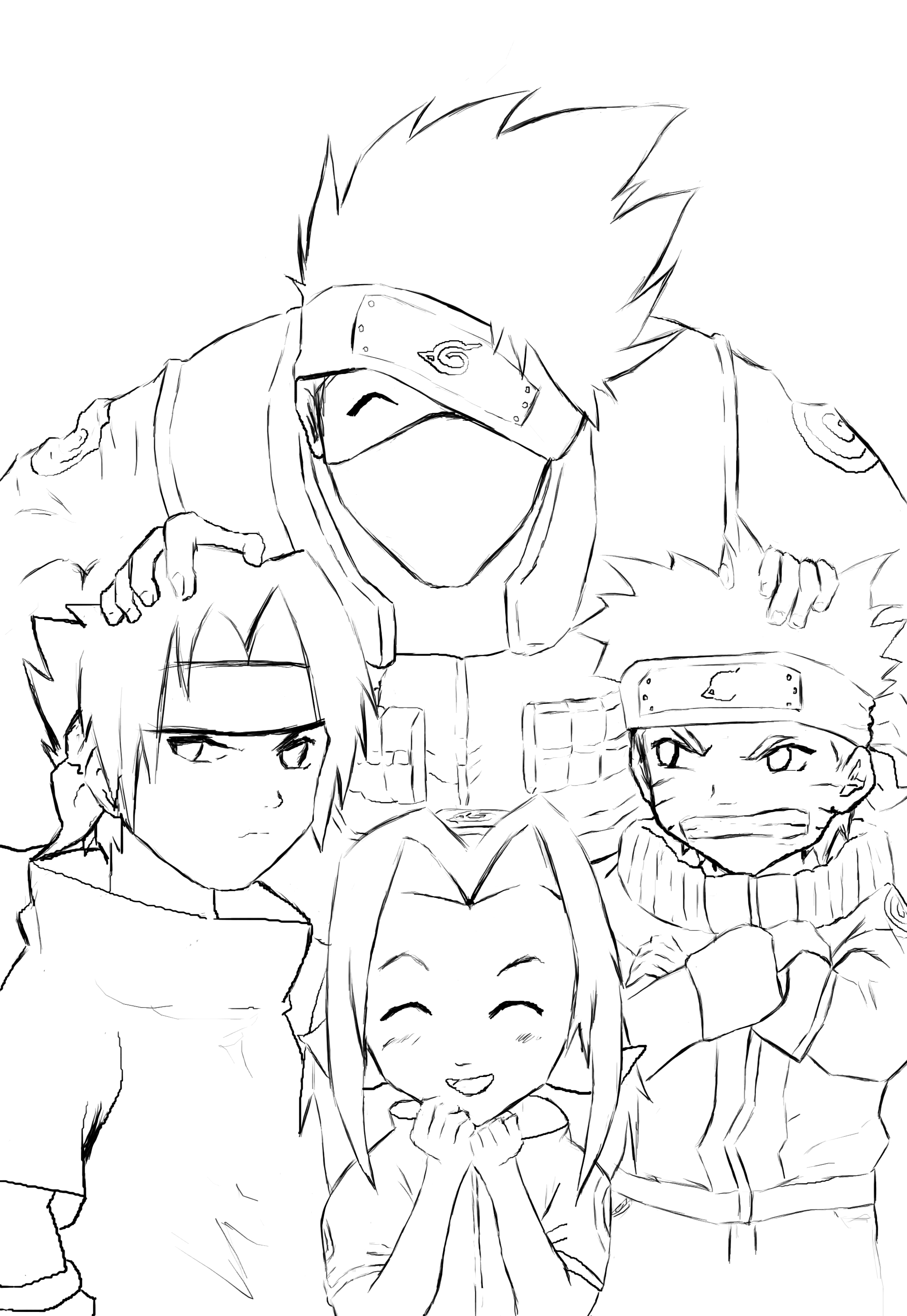 Naruto Team 7 lineart