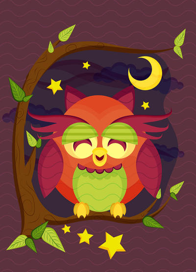 Resting Owl Scene Tutorial by jcroxas