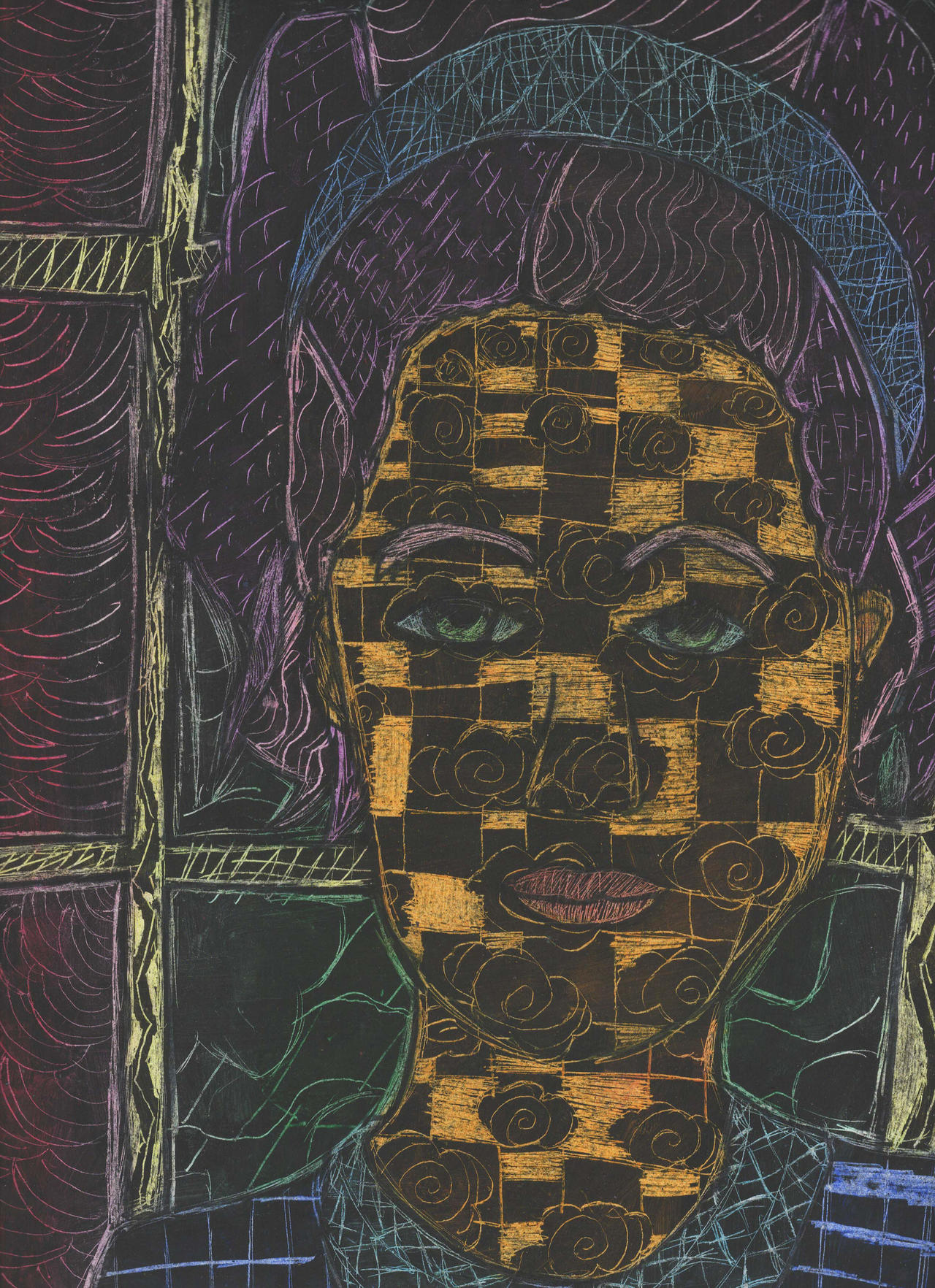 Scratchboard Patterns Portrait by maidorihime on DeviantArt