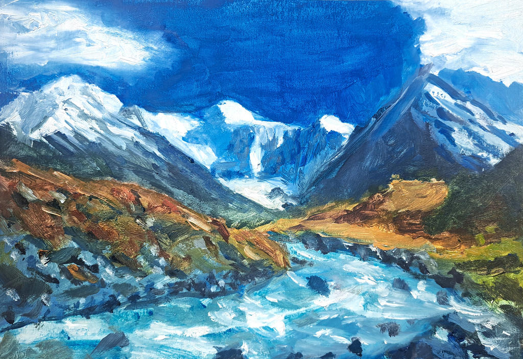 mountains study oil painting