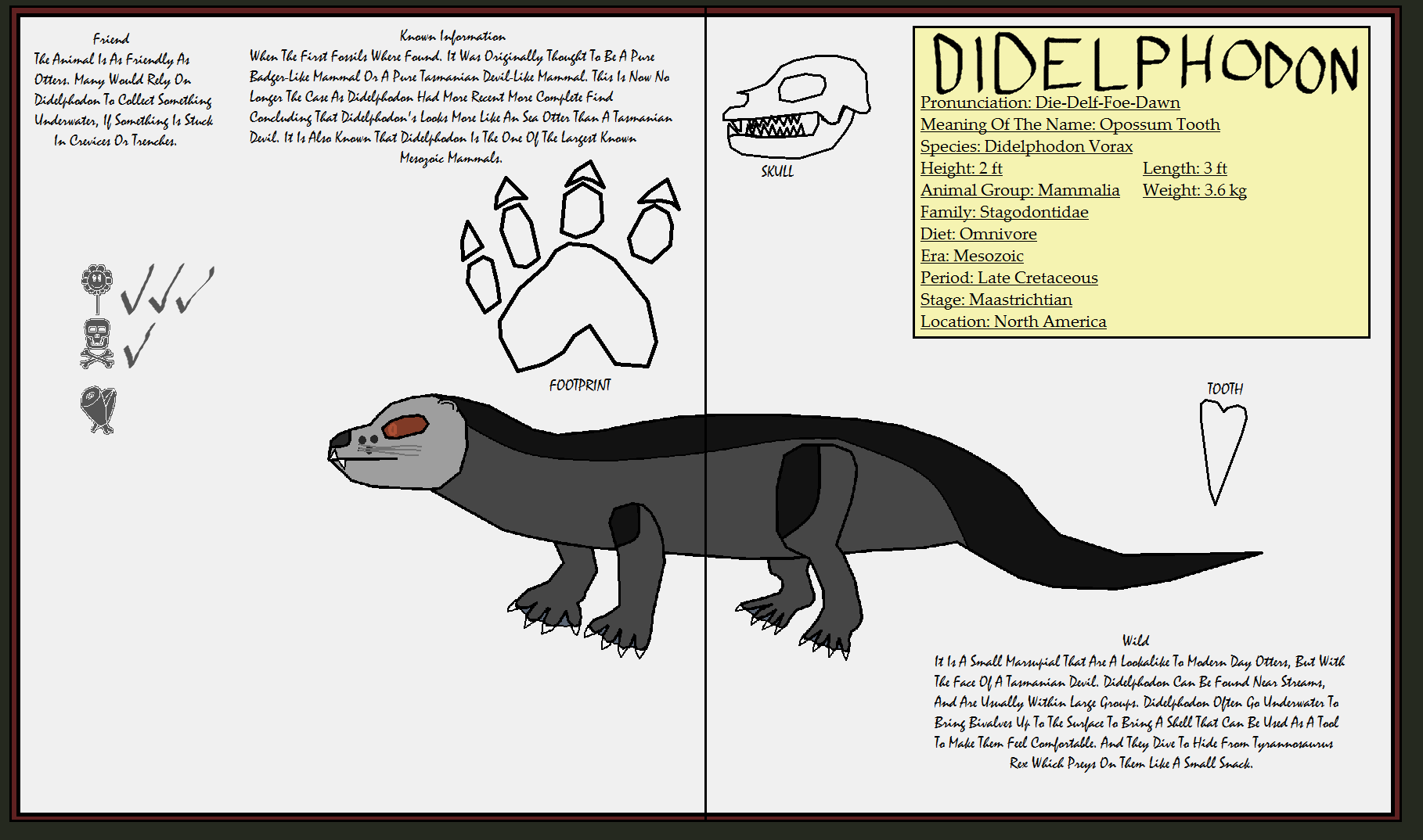 Dinatheen P-Animal Info Ref: Didelphodon by Tyrannosaurus90s on DeviantArt