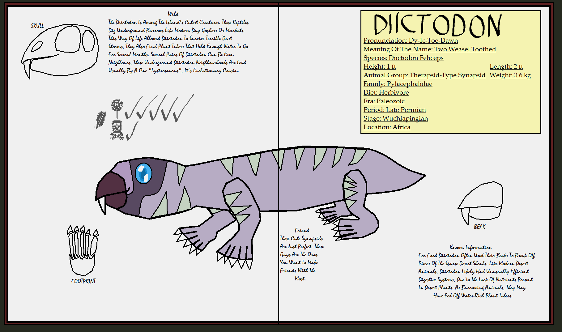 Dinatheen P-Animal Info Ref: Diictodon by Tyrannosaurus90s on DeviantArt