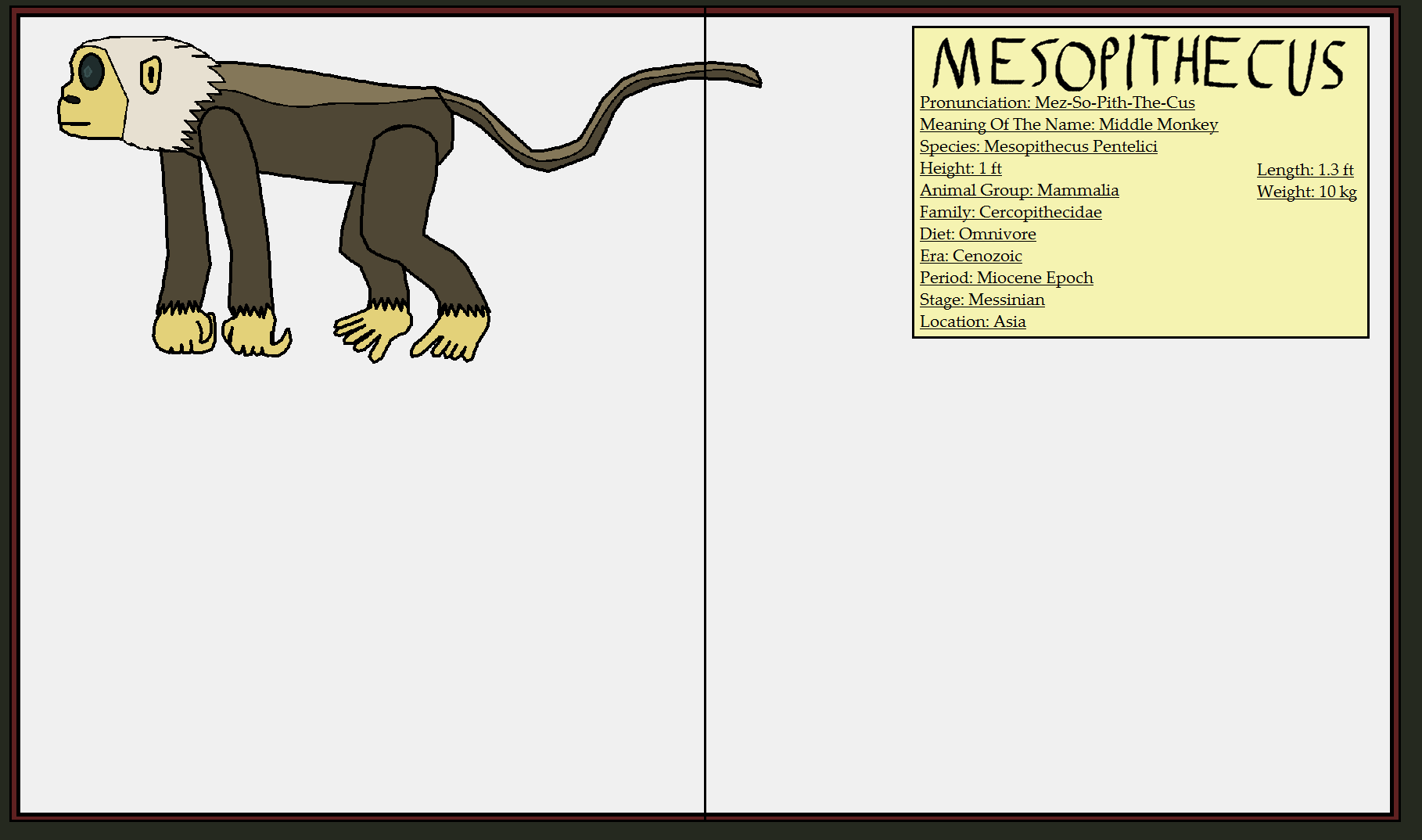 Dinatheen P-Animal Info Ref: Mesopithecus by Tyrannosaurus90s on DeviantArt