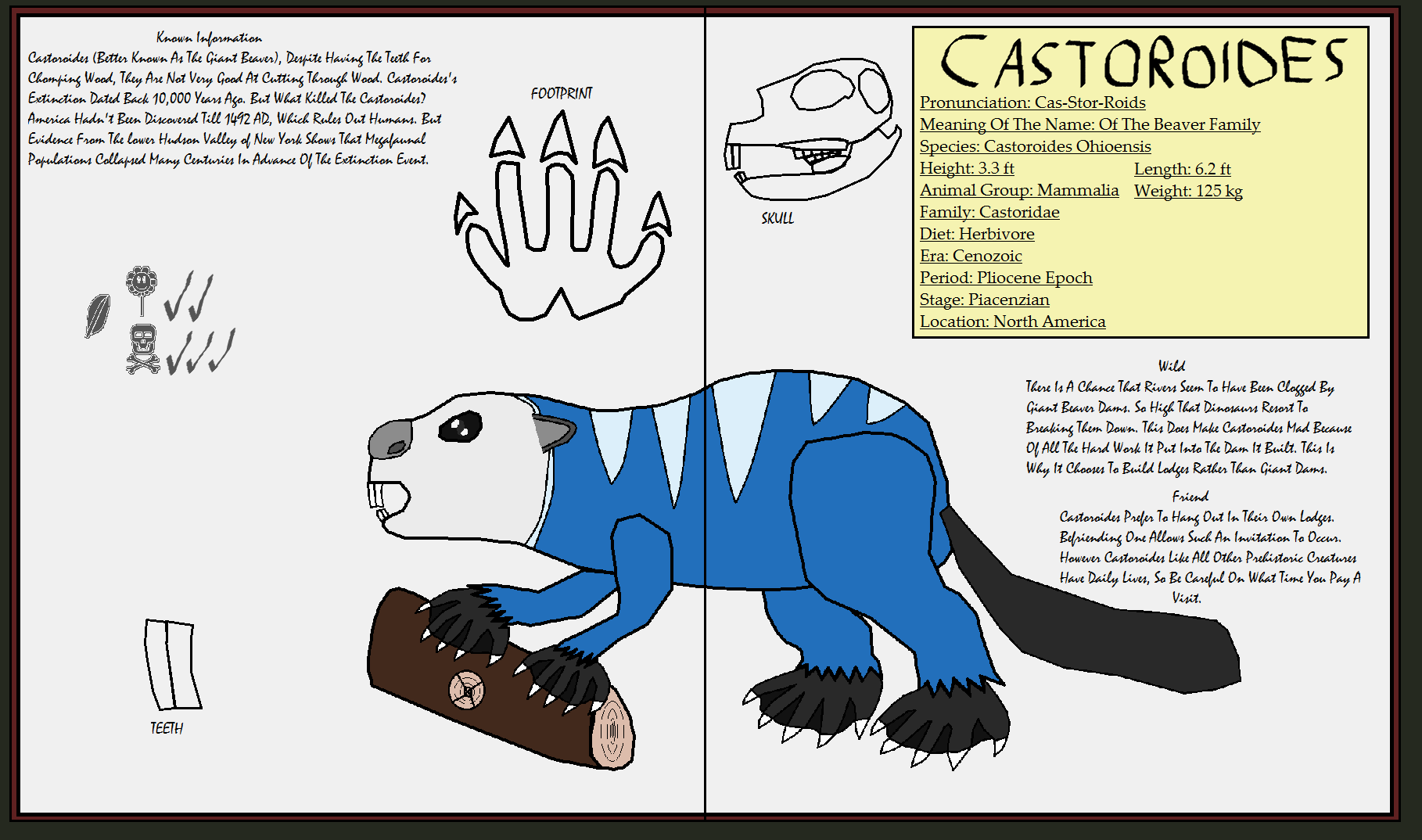 Dinatheen P-Animal Info Ref: Castoroides by Tyrannosaurus90s on DeviantArt