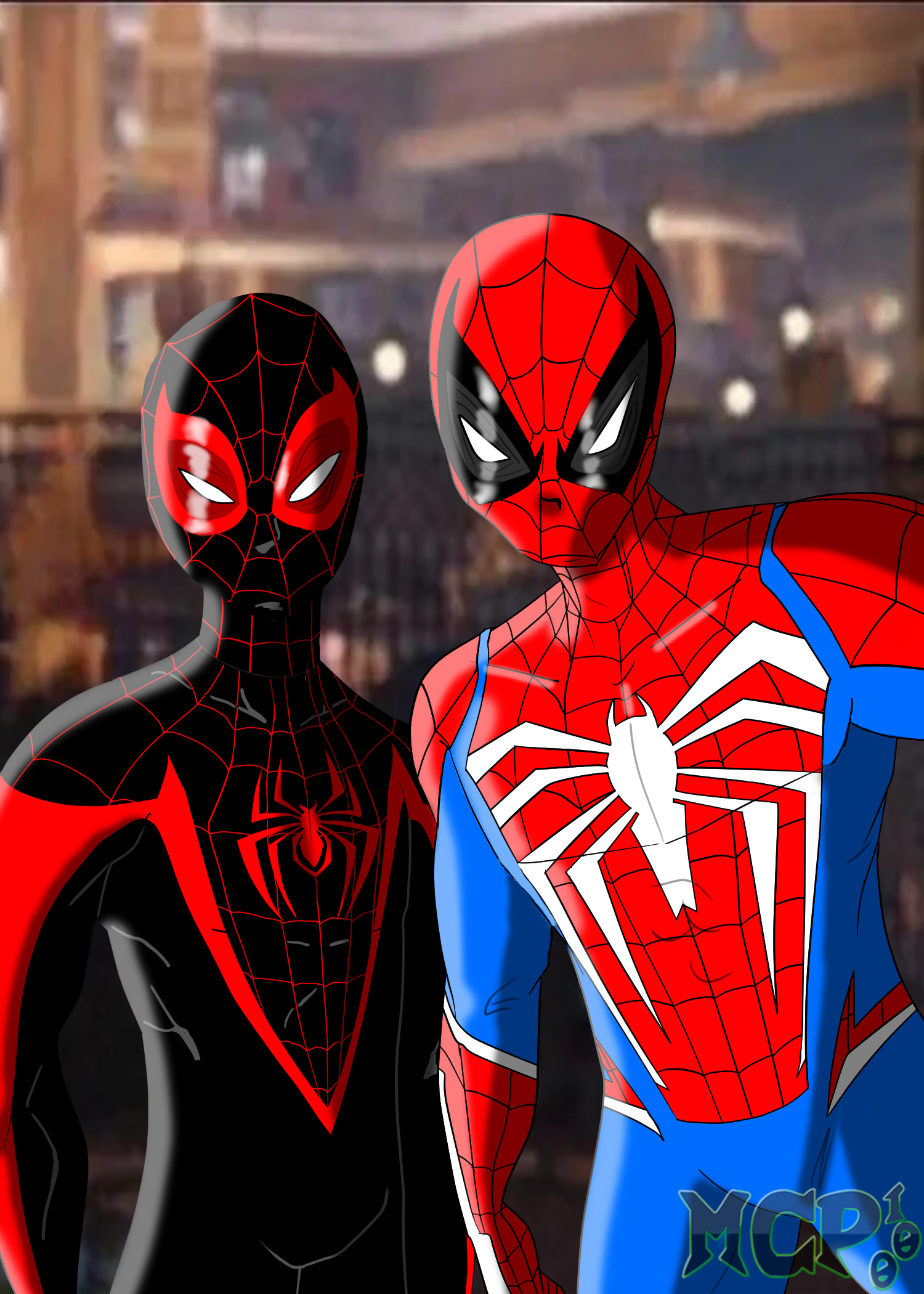 I tried my best to recreate this shot from the Marvel's Spider-Man 2  trailer by editing two photomodes together from Marvel's Spider-Man:  Remastered & Marvel's Spider-Man: Miles Morales, Let me know what