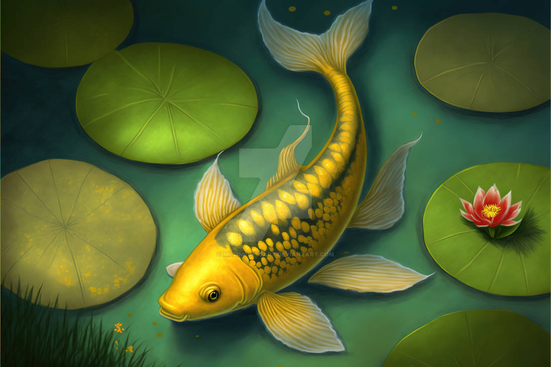Golden Fish in a Pond (7) by MrTimelessArt on DeviantArt