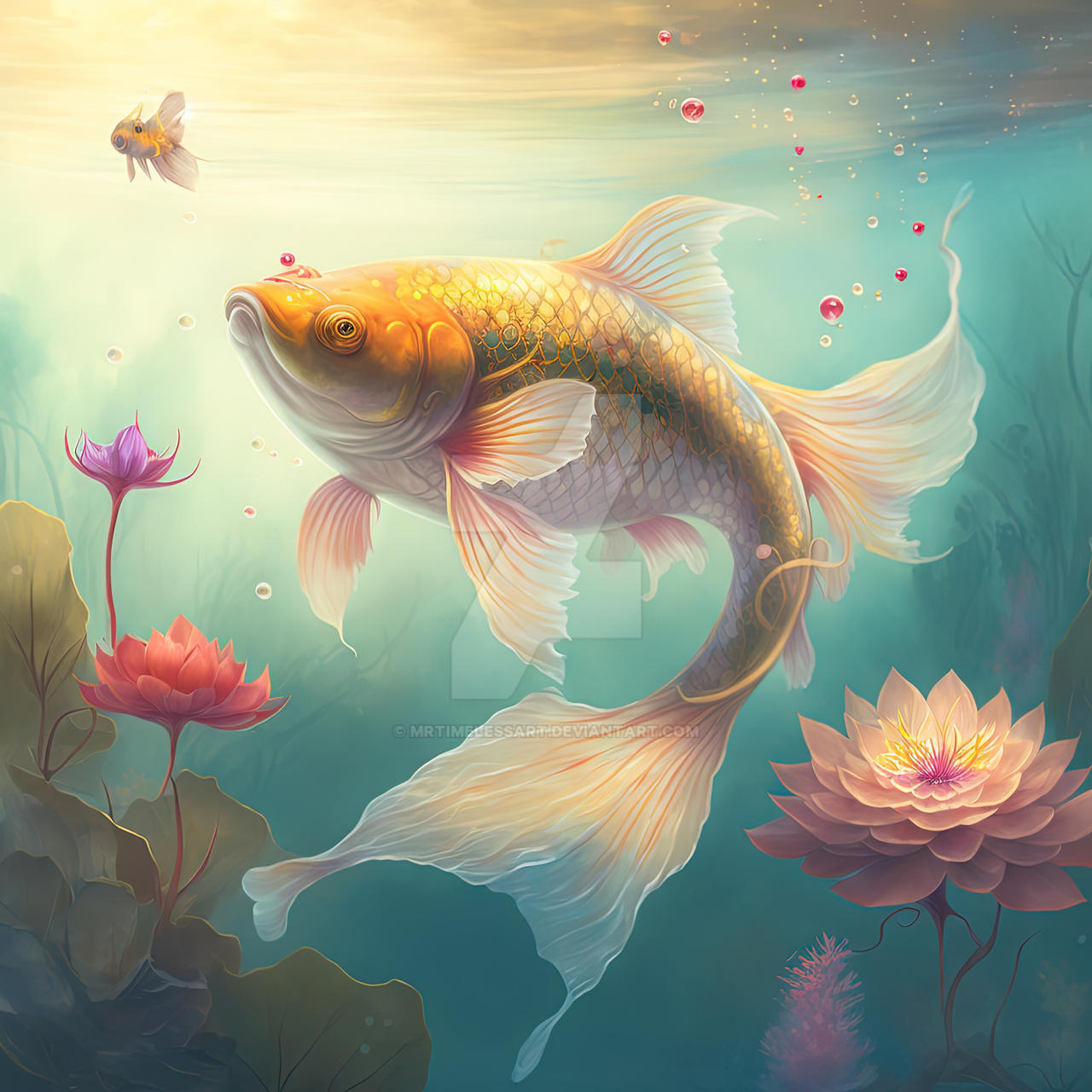 Goledn Fish Golden Fish in a Pond (19) by MrTimelessArt on DeviantArt