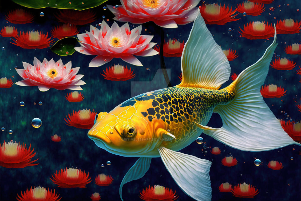 Golden Fish in a Pond (30) by MrTimelessArt on DeviantArt