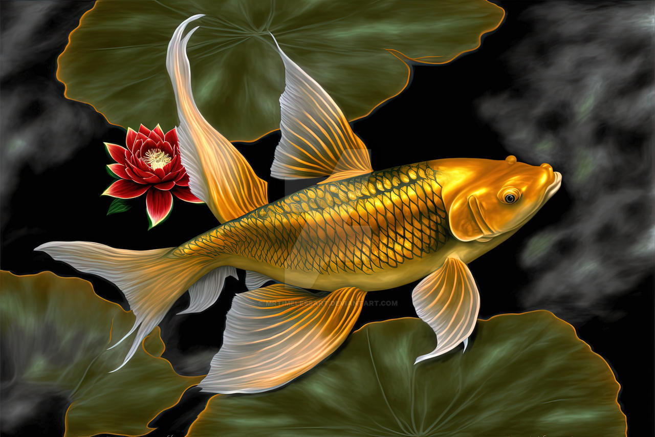 Golden Fish in a Pond (57) by MrTimelessArt on DeviantArt