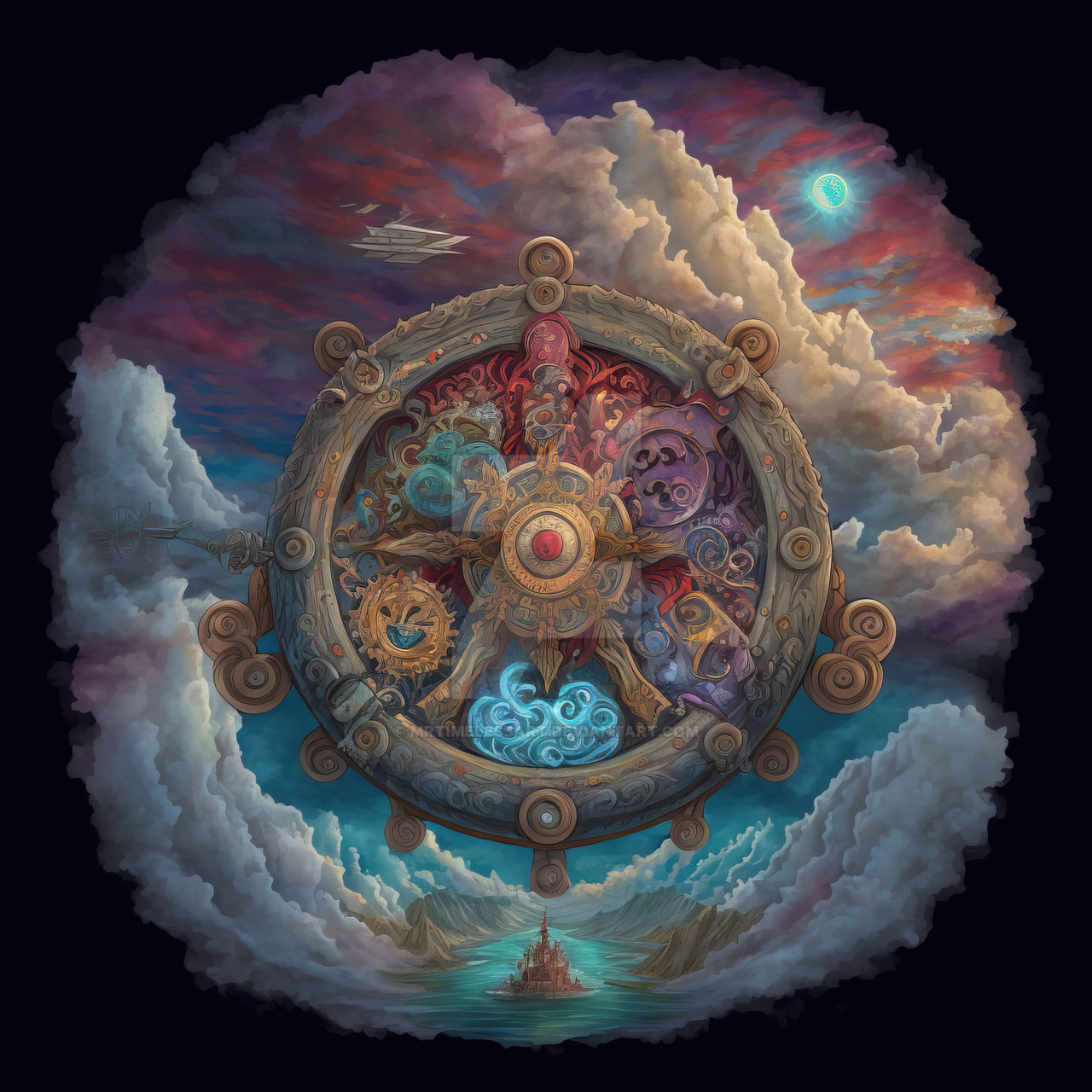 Divine Wheel Colorful Dharma Wheel (29) by MrTimelessArt on DeviantArt