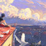 Fishing on the roof